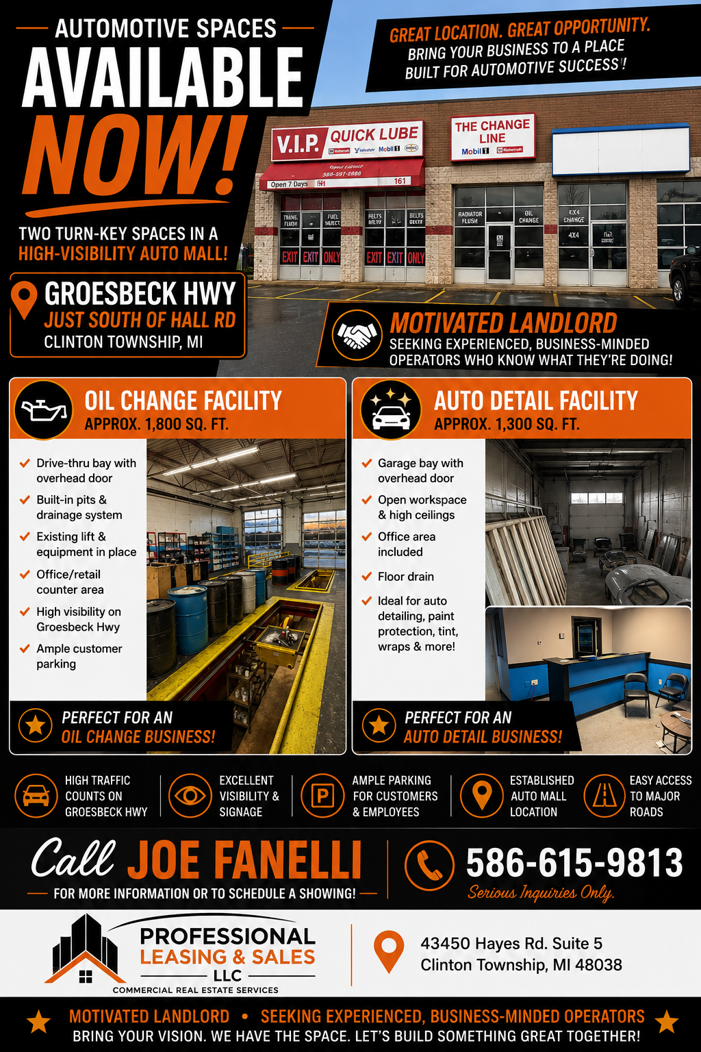Automotive Spaces Available Now